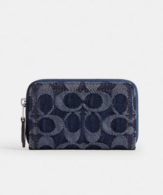 ＜COACH＞エッセンシャル　スモール　ジップ　アラウンド　カード　ケース・シグネチャー　デニム